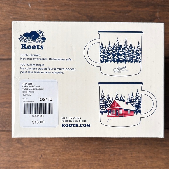 Roots Red and Blue Cabin Ceramic Mug brand new never used new with tags - Picture 3 of 6